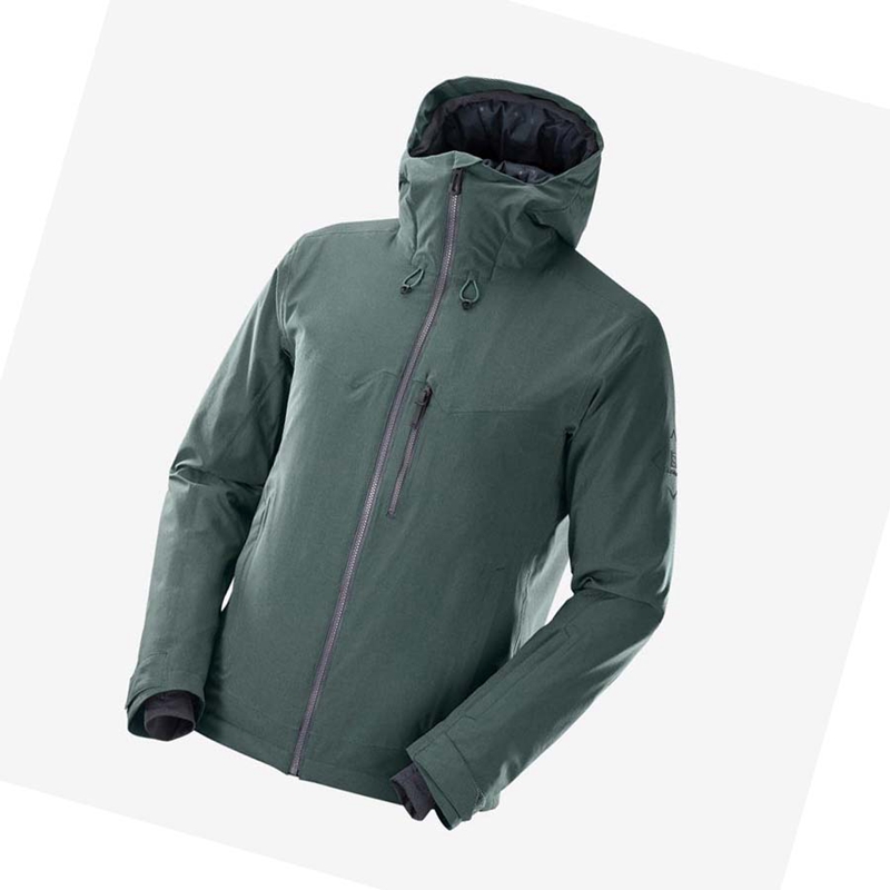 Green Salomon UNTRACKED Men's Ski Jackets | OAFWLBX-29