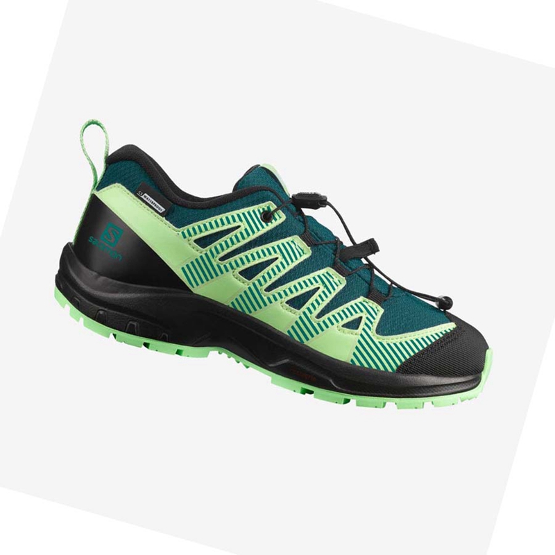 Green Salomon XA PRO V8 CLIMASALOMON™ WATERPROOF Kids' Trail Running Shoes | ILVZQUP-85