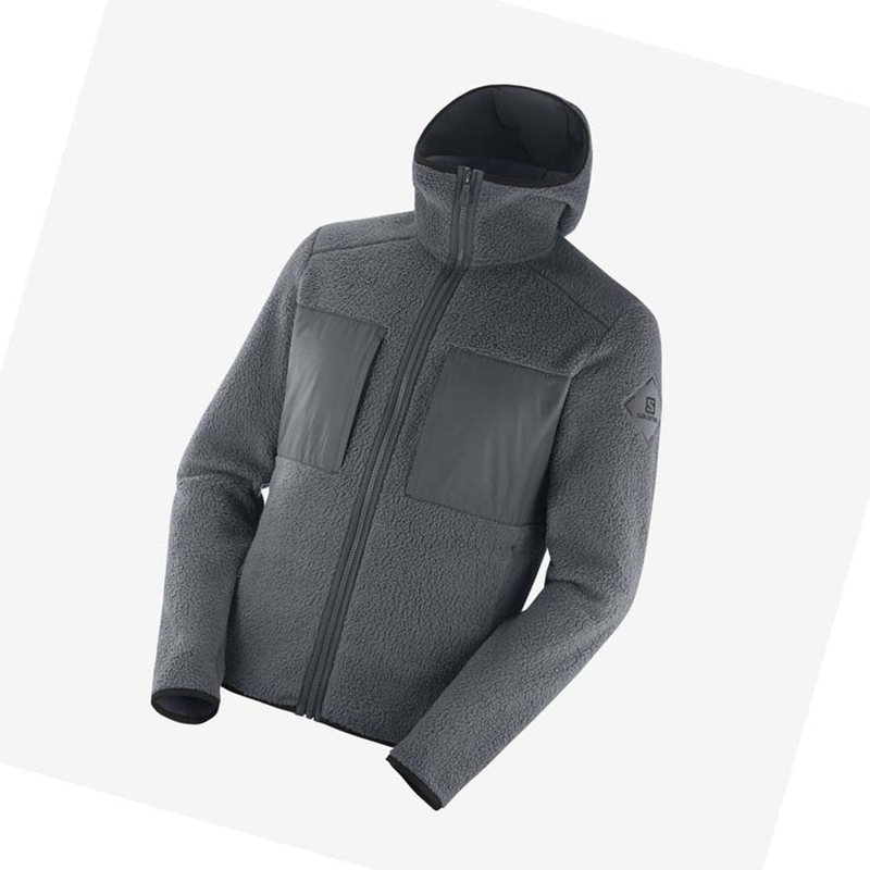 Grey Salomon ESSENTIAL WARM TEDDY Men's Hoodie | ZVLDRGF-59