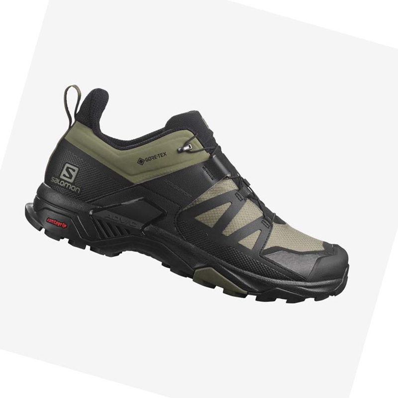 Olive / Black Salomon X ULTRA 4 WIDE GORE-TEX Men's Hiking Shoes | YKTHBDN-93