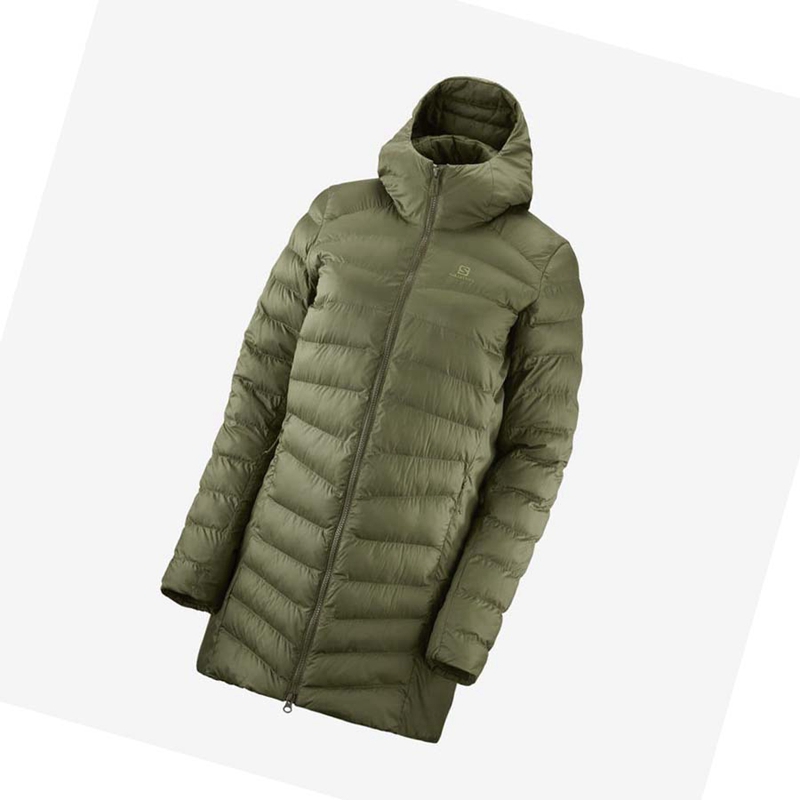 Olive Salomon ESSENTIAL XWARM LONG INSULATED Women's Jackets | LIKVWAD-94