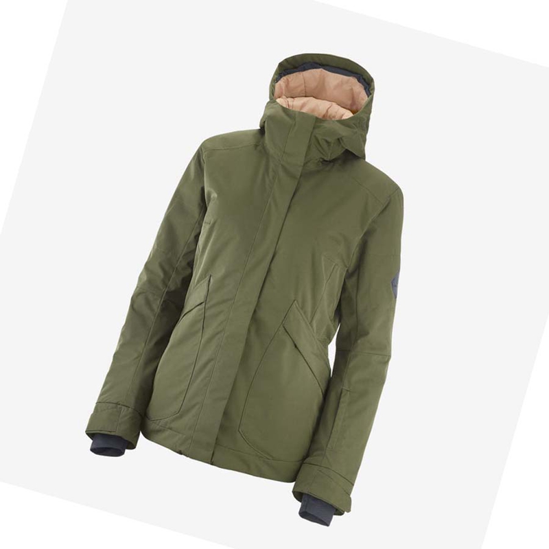 Olive Salomon SNOW REBEL Women's Ski Jackets | EANOKQM-13