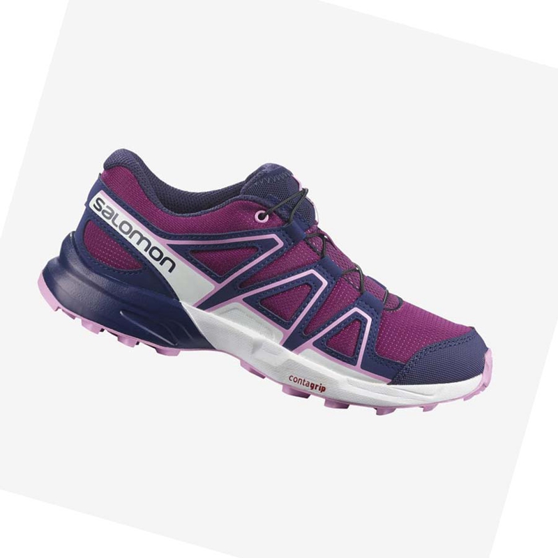 Purple / Blue Salomon SPEEDCROSS Kids' Trail Running Shoes | VSDAKZM-42