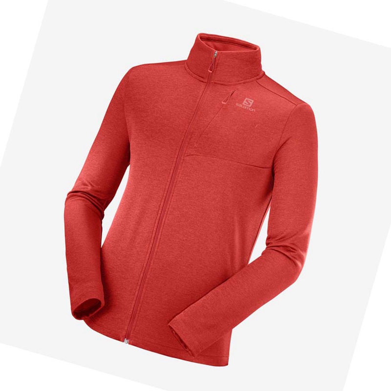 Red Salomon ESSENTIAL LIGHTWARM HEATHER Men's Hoodie | HGXVFNY-62