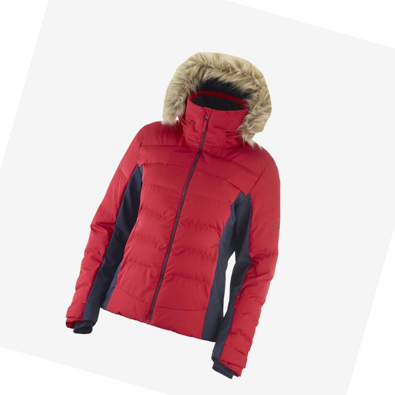 Red Salomon STORMCOZY Women's Ski Jackets | LQVAYIF-40