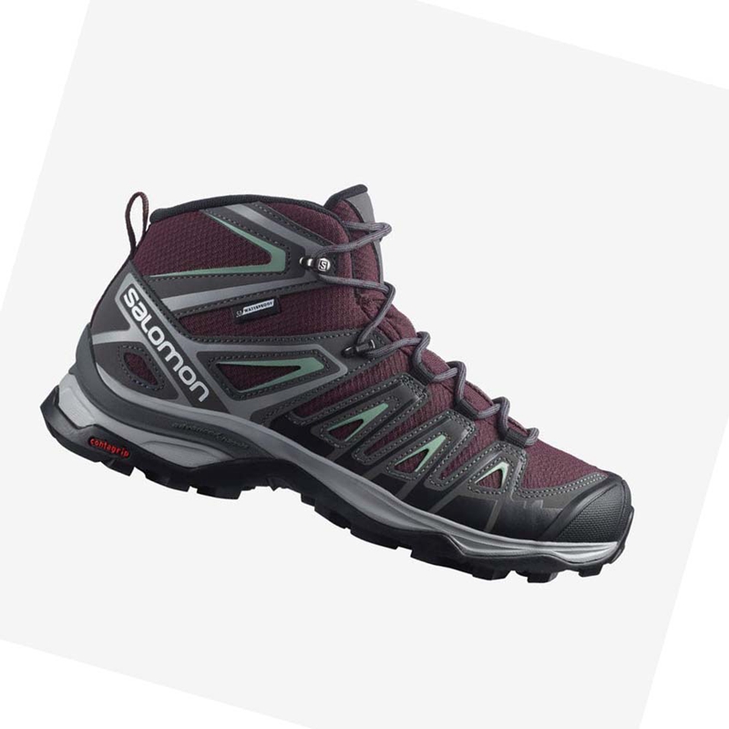 Red Salomon WoX ULTRA PIONEER MID CLIMASALOMON™ WATERPROOF Women's Hiking Shoes | KPWTHUE-74