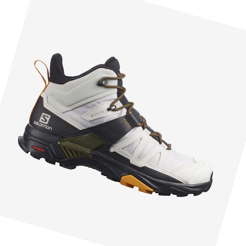 White / Black Salomon X ULTRA 4 MID GORE-TEX Men's Hiking Shoes | QVJWUOX-91