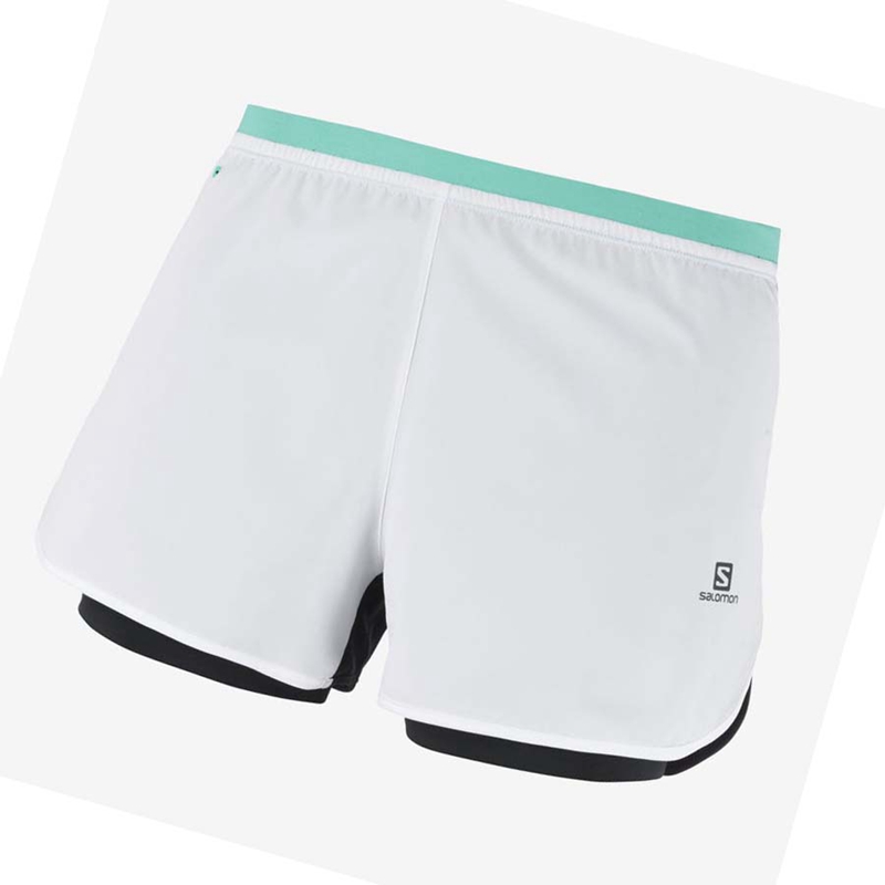 White Salomon CROSS 2IN1 Women's Shorts | NTFRJPU-01