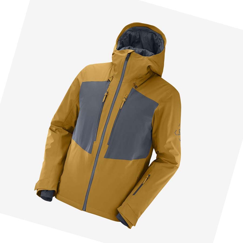 Yellow Salomon HIGHLAND Ski Men's Ski Jackets | XMZRVFN-24