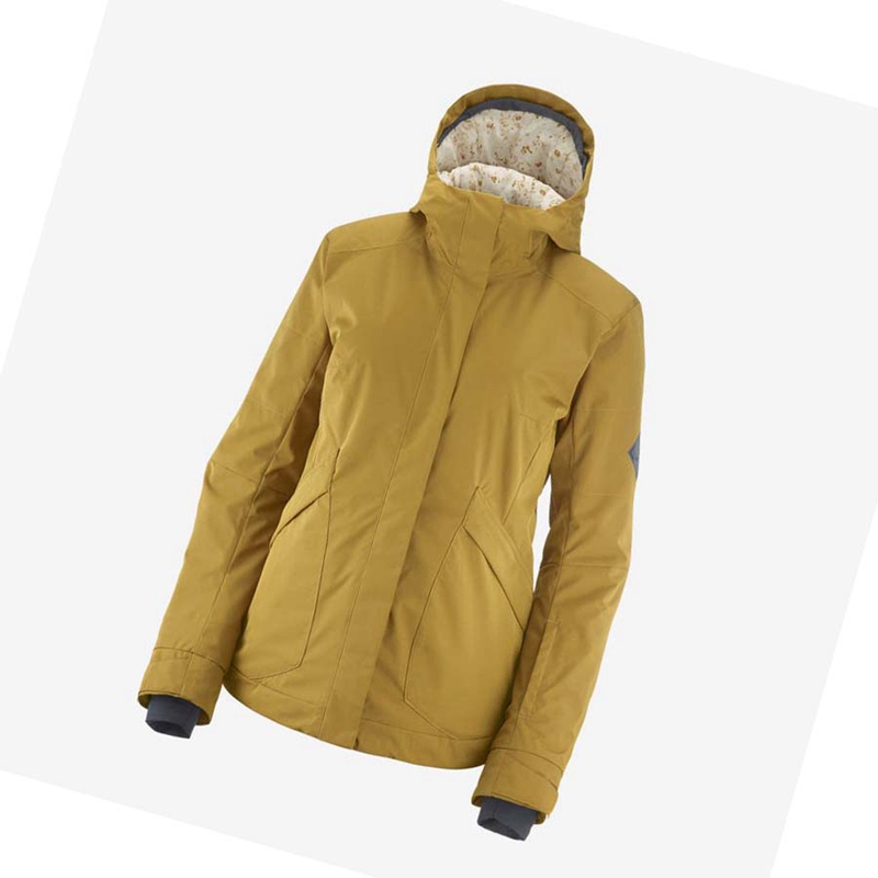 Yellow Salomon SNOW REBEL Women's Ski Jackets | LKRUFCO-40